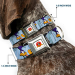 Looney Tunes Logo White Seatbelt Buckle Collar - MEEP MEEP!! w/Road Runner Poses Baby Blue