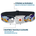 Load image into Gallery viewer, Looney Tunes Logo White Seatbelt Buckle Collar - MEEP MEEP!! w/Road Runner Poses Baby Blue