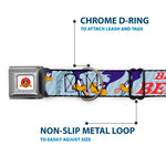 Looney Tunes Logo White Seatbelt Buckle Collar - MEEP MEEP!! w/Road Runner Poses Baby Blue