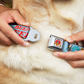 Load image into Gallery viewer, Looney Tunes Logo White Seatbelt Buckle Collar - MEEP MEEP!! w/Road Runner Poses Baby Blue