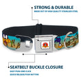 Load image into Gallery viewer, Looney Tunes Logo White Seatbelt Buckle Collar - Road Runner/Wile E. Coyote Scene1 Brown Fade