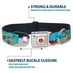 Looney Tunes Logo White Seatbelt Buckle Collar - Road Runner/Wile E. Coyote Scene2 Desert