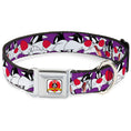 Load image into Gallery viewer, Looney Tunes Logo Full Color White Seatbelt Buckle Collar - Sylvester the Cat Expressions Purple