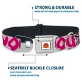 Load image into Gallery viewer, Looney Tunes Logo Full Color White Seatbelt Buckle Collar - Tweety Bird I LOVE YOU Pink/Black