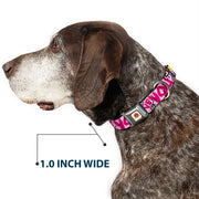 Looney Tunes Logo Full Color White Seatbelt Buckle Collar - Tweety Bird I LOVE YOU Pink/Black