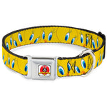 Looney Tunes Logo Full Color White Seatbelt Buckle Collar - Tweety Bird Expressions Yellow