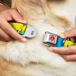 Looney Tunes Logo Full Color White Seatbelt Buckle Collar - Tweety Bird CLOSE-UP Expressions Baby Blue