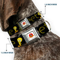 Load image into Gallery viewer, Looney Tunes Logo Full Color White Seatbelt Buckle Collar - Tweety Bird Poses CUTE AND SWEET Black/Yellow