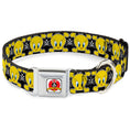 Load image into Gallery viewer, Looney Tunes Logo Full Color White Seatbelt Buckle Collar - Tweety Bird & Crossbones Black/White/Yellow