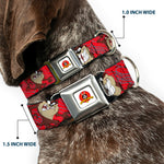 Looney Tunes Logo Full Color White Seatbelt Buckle Collar - Tasmanian Devil Expressions Red Swirl