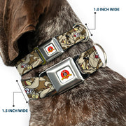 Looney Tunes Logo Full Color White Seatbelt Buckle Collar - Wile E. Coyote Expressions Stacked