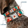 Load image into Gallery viewer, Looney Tunes Logo Full Color White Seatbelt Buckle Collar - Yosemite Sam Poses Turquoise