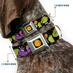 Looney Tunes Basketball Full Color Black Seatbelt Buckle Collar - Space Jam MONSTARS 5-Player Group Pose/Basketballs Galaxy Black/White