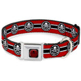 Load image into Gallery viewer, HYDRA Logo Full Color Black/Red Seatbelt Buckle Collar - HYDRA Logo/Stripe Red/Black/White