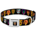 Load image into Gallery viewer, GUARDIANS OF THE GALAXY - EVERGREEN GUARDIANS Badge Full Color Black Gold Purple Seatbelt Buckle Collar - Guardians of the Galaxy Badge/5-Character Icons Black/Multi Color