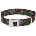 Load image into Gallery viewer, MARVEL UNIVERSE I AM GROOT!! Full Color Black Brown Seatbelt Buckle Collar - Kawaii Groot 2-Poses/Guardians Badge Browns/Green