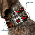Load image into Gallery viewer, MARVEL UNIVERSE Daredevil DD Logo Full Color Black Red Seatbelt Buckle Collar - DAREDEVIL Action Poses/Comic Panels Grays/Red