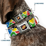 UNO Game Logo Full Color Black/Red/Yellow Seatbelt Buckle Collar - UNO Cards Stacked Collage Multi Color