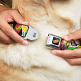 Load image into Gallery viewer, UNO Game Logo Full Color Black/Red/Yellow Seatbelt Buckle Collar - UNO Cards Stacked Collage Multi Color