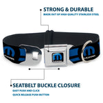MOPAR Logo Full Color Black Blue White Seatbelt Buckle Collar - MOPAR Logo/Stripe Black/Blue