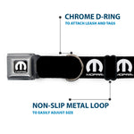 MOPAR Logo Full Color Black White Seatbelt Buckle Collar - MOPAR Logo Repeat Black/White