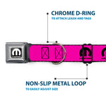 MOPAR Logo Full Color Black/White Seatbelt Buckle Collar - MOPAR Logo Repeat Hot Pink/Black