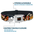 Load image into Gallery viewer, NICKELODEON Logo Full Color Black/Orange Seatbelt Buckle Collar - Nick 90's 13-Character Poses Black