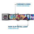 Load image into Gallery viewer, Nick 90'S Icon Black/Blue/Pink Seatbelt Buckle Collar - Nick 90's Rewind 7-Character/4-Logo Collage