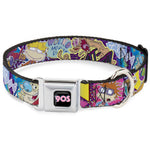 Nick 90'S Icon Black/Blue/Pink Seatbelt Buckle Collar - Nick 90's Rewind 7-Character/4-Logo Collage