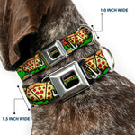 Classic TEENAGE MUTANT NINJA TURTLES Logo Seatbelt Buckle Collar - Classic Teenage Mutant Ninja Turtles Turtle Poses/Pizza Slices