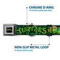 Load image into Gallery viewer, Classic TEENAGE MUTANT NINJA TURTLES Logo Seatbelt Buckle Collar - Classic Teenage Mutant Ninja Turtles Group Faces/TURTLES Turtle Shell Black/Green