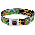 Load image into Gallery viewer, Classic TEENAGE MUTANT NINJA TURTLES Logo Seatbelt Buckle Collar - Classic Teenage Mutant Ninja Turtles Group Pose/TURTLE POWER!