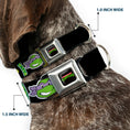 Load image into Gallery viewer, Classic TEENAGE MUTANT NINJA TURTLES Logo Seatbelt Buckle Collar - Classic Teenage Mutant Ninja Turtles Group Faces/TMNT/Ninja Star Black/Green