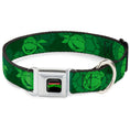 Load image into Gallery viewer, Classic TEENAGE MUTANT NINJA TURTLES Logo Seatbelt Buckle Collar - Classic Teenage Mutant Ninja Turtles Turtle Faces2 Greens