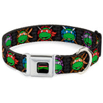 Classic TEENAGE MUTANT NINJA TURTLES Logo Seatbelt Buckle Collar - Classic Teenage Mutant Ninja Turtles Expessions/Battle Gear Gray/Multi Color