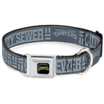 Classic TEENAGE MUTANT NINJA TURTLES Logo Seatbelt Buckle Collar - TEENAGE MUTANT NINJA TURTLES CITY SEWER Title Logo Grays