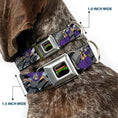Load image into Gallery viewer, Classic TEENAGE MUTANT NINJA TURTLES Logo Seatbelt Buckle Collar - Teenage Mutant Ninja Turtles Shredder Action Poses Grays/Purple