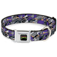 Load image into Gallery viewer, Classic TEENAGE MUTANT NINJA TURTLES Logo Seatbelt Buckle Collar - Teenage Mutant Ninja Turtles Shredder Action Poses Grays/Purple