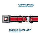 Casey Jones Head/Stripe Black/Red/White Seatbelt Buckle Collar - Casey Jones Baseball & Hockey Stick CLOSE-UP Stripe Black/White/Red