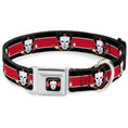 Load image into Gallery viewer, Casey Jones Head/Stripe Black/Red/White Seatbelt Buckle Collar - Casey Jones Baseball & Hockey Stick CLOSE-UP Stripe Black/White/Red