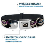 Road Rebel TMNT Logo Black/Gray Seatbelt Buckle Collar - TMNT 4-Turtle Road Rebel Skulls Black