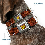 POST COCOA PEBBLES Logo Full Color Brown/Yellows Seatbelt Buckle Collar - Cocoa Pebbles Vivid Cereal CLOSE-UP Browns