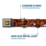 POST COCOA PEBBLES Logo Full Color Brown/Yellows Seatbelt Buckle Collar - Cocoa Pebbles Vivid Cereal CLOSE-UP Browns