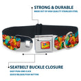 Load image into Gallery viewer, POST FRUITY PEBBLES Logo Full Color Red/Multi Color Seatbelt Buckle Collar - Fruity Pebbles Vivid Cereal CLOSE-UP Multi Color