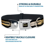 THE POLAR EXPRESS Text Logo Full Color Black/Golds Seatbelt Buckle Collar - POLAR EXPRESS Train Cars Black/Golds