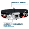 Load image into Gallery viewer, PLYMOUTH Text Logo Full Color Black/White Seatbelt Buckle Collar - PLYMOUTH Text/Stripe Black/White/Gray/Red