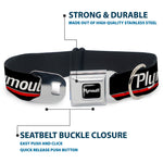 PLYMOUTH Text Logo Full Color Black/White Seatbelt Buckle Collar - PLYMOUTH Text/Stripe Black/White/Gray/Red