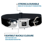 Barracuda Emblem Full Color Black/Silver Seatbelt Buckle Collar - Barracuda Emblem Repeat Black/Silver