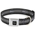 Load image into Gallery viewer, Barracuda Emblem Full Color Black/Silver Seatbelt Buckle Collar - Barracuda Emblem Repeat Gray Fade/Silver