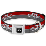 Plymouth GTX Emblem Full Color Black/Silver Fade/White Seatbelt Buckle Collar - Plymouth GTX Emblem/Stripe Red/White/Grays